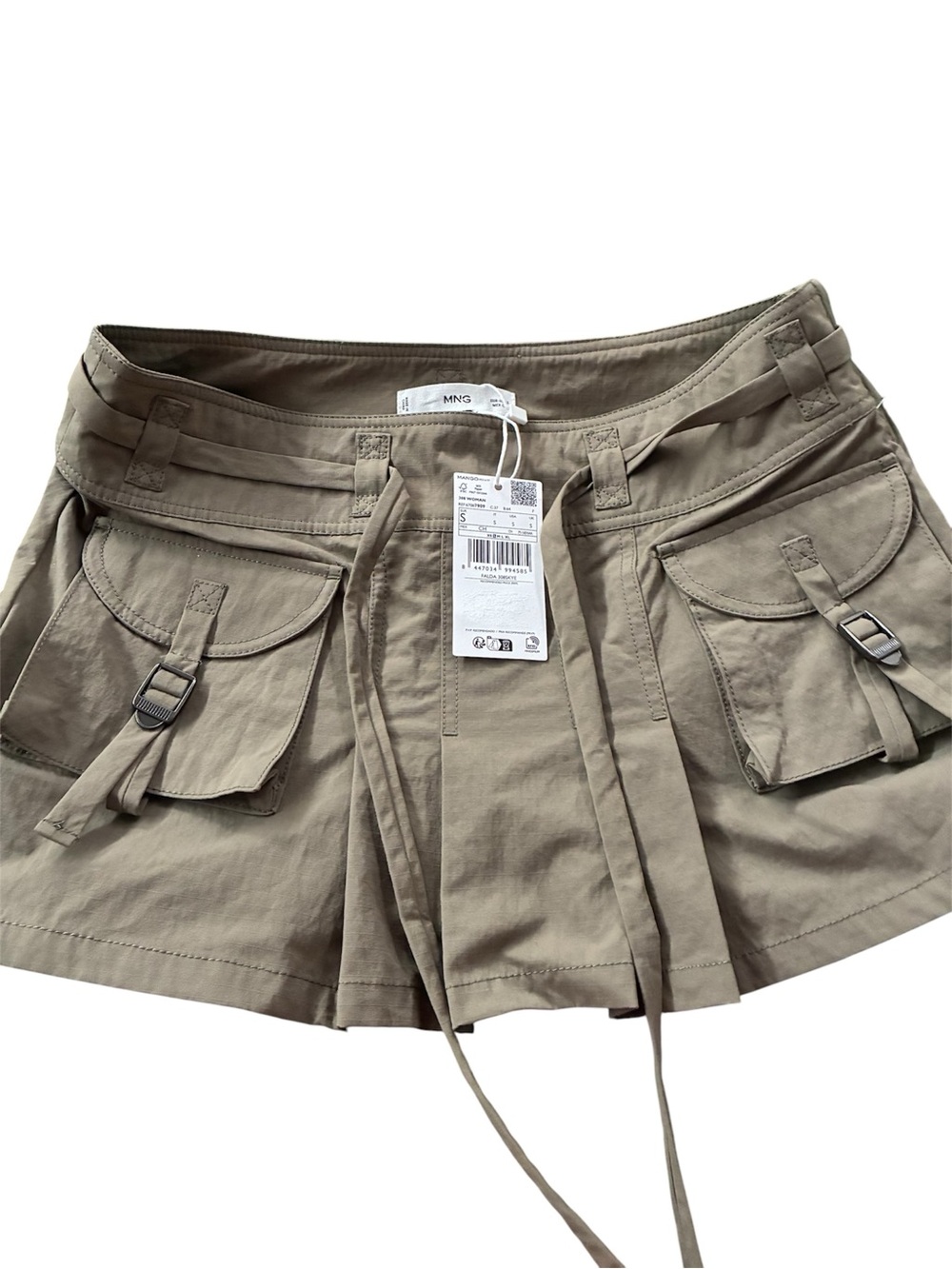 Mango Olive Cargo Skort with Buckle Pocket Details